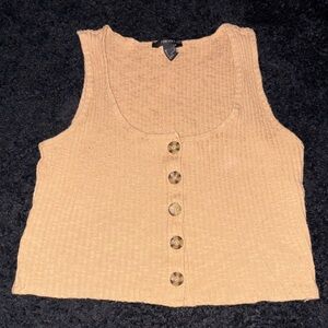 Forever 21 Beige Button-Up Crop Top